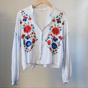 Zara Embroidered Voile Crop Top